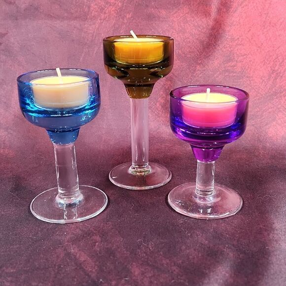🩵NIB Partylite Color Spots Tealight Candle Holder Trio - Picture 2 of 9